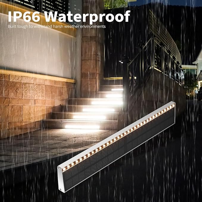 Solar Step Lights for Outside, 33 Focused-Beam High-Brightness LEDs, Waterproof