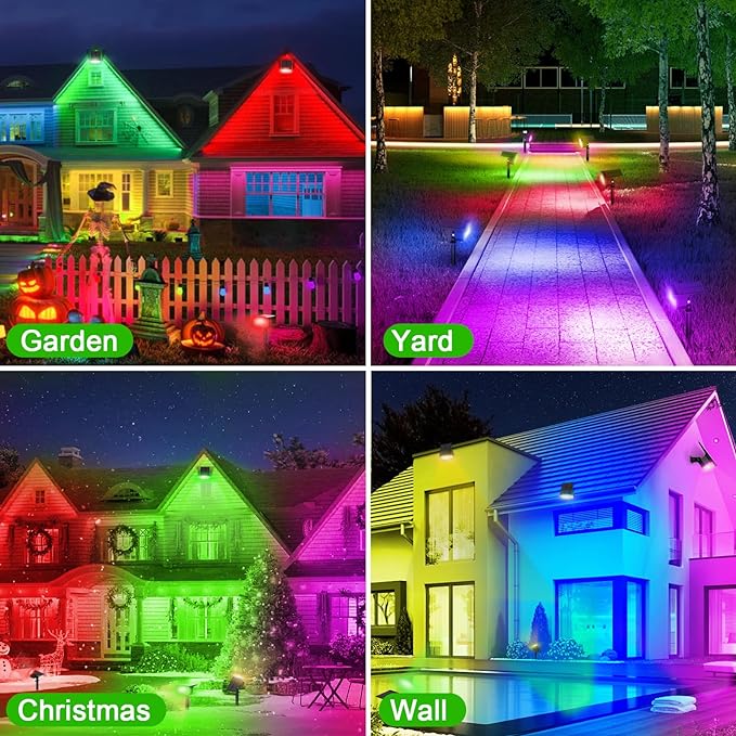 LANSOW Solar Spot Lights Outdoor Color Changing, Christmas Landscape Spotlights
