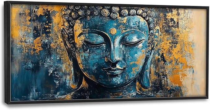 Olivine Buddha Wall Art, Zen Pictures Wall Decor, Religious Canvas Prints Painting, Framed Artwork for Bathroom Bedroom Living Room Office Home Spa Mediation Room Decoration 60"x30"