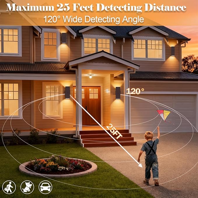 wowlite Motion Sensor Porch Light 2 Pack, Outdoor Lights