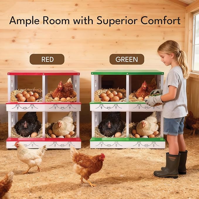 2 Hole Chicken Nesting Box for Laying Hens - Automatic Rollout Egg Collection, Heavy Duty Metal Nesting Boxes with Swing Perch for Chicken Coops, Secure & Easy Clean Poultry Nest Box