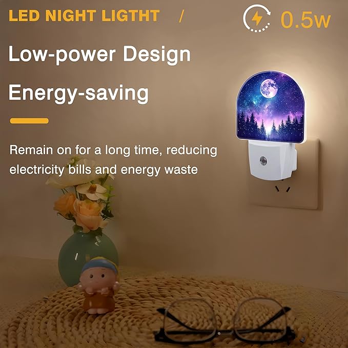 Moon Galaxy Star Night Light, Starry Sky and Forest Night Lights Plug into Wall