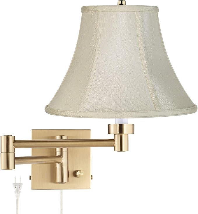 Barnes and Ivy Alta Swing Arm Wall Mounted Lamp Warm Antique Brass Plug-in