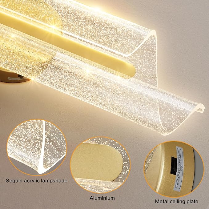 Modern Gold Wall Sconces 19.7in Sconces Wall Lighting Dimmable LED Wall Lights