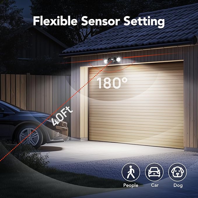 OREiN Motion Sensor Outdoor Lights, 450°Superwide Adjustment Dusk to Dawn