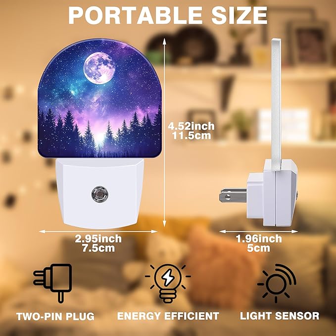 Moon Galaxy Star Night Light, Starry Sky and Forest Night Lights Plug into Wall