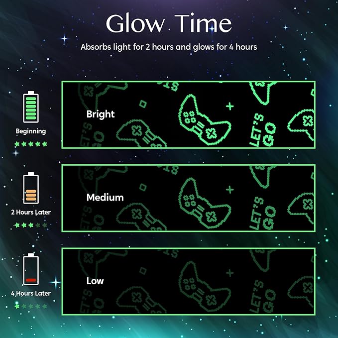Joiedomi Glow in The Dark Gaming Blanket Gamer Gifts for Boys Age 2 3 4 5 6 7 8 9 10 11 12 Year Old, Soft Cozy Flannel Kids Throw Blanket, Birthday Bedroom Decor Grey 50"×60"