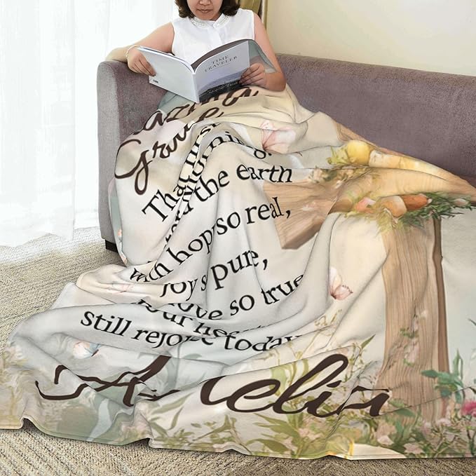 Personalized Blanket Bible Verse Blanket with Inspirational Thoughts and Prayers Religious Throw Blanket Cozy Plush Warm Blankets for Women Men Christmas Birthday Christian Gifts