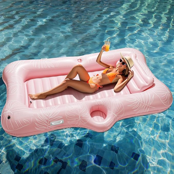 HeySplash Pool Lounger Float for Adult, Inflatable Pool Floats Bed Cooling Contour Lounger Rafts, Water Rafts for Lake, Outdoor Beach Pool Party