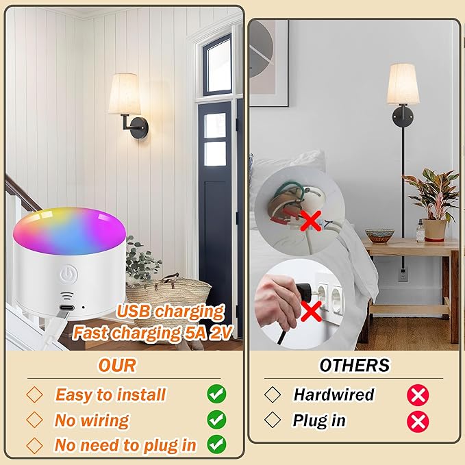 Wall Sconce Battery Operated Wall Light Fixure