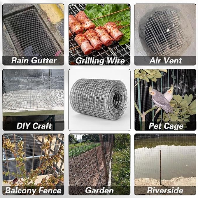 Hardware Cloth 20'' x 10' 1/4 in Galvanized Wire Mesh Roll (23 GA) Chicken Wire Fence Roll for Chicken Pen/coop Fences, Screen mesh, Rabbit/Snake...