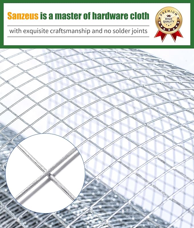 Hardware Cloth,1/4inch 24inx50ft 23 Gauge,Double-Layer Hot-Dip Galvanizing After Welding,Chicken Wire Netting Garden Wire Fencing Rabbit Snake Fence Chicken Coop Plant Supports