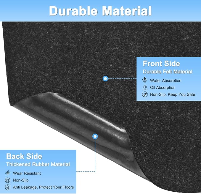 Outdoor Storage Shed Mat, 8 x 6 FT Garage Floor Mats with Reusable, Washable, Non Slip, Durable for Protects Garage Floors/Driveways/Entrance Doors/Deck [Gray]