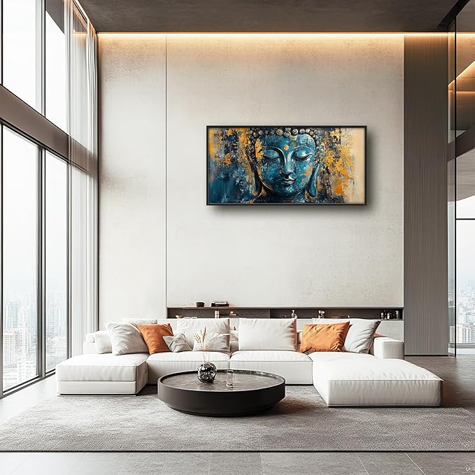 Olivine Buddha Wall Art, Zen Pictures Wall Decor, Religious Canvas Prints Painting, Framed Artwork for Bathroom Bedroom Living Room Office Home Spa Mediation Room Decoration 60"x30"