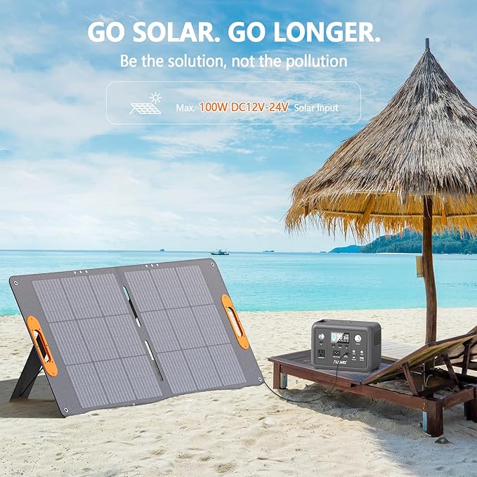 ALLWEI 300W/256Wh LiFePO4 Solar Generator with 100W Solar Panel Included, Portable Power Station with AC Outlet USB Port, Solar Powered Battery Generator for Outdoor Camping, Home Backup, Power Outage