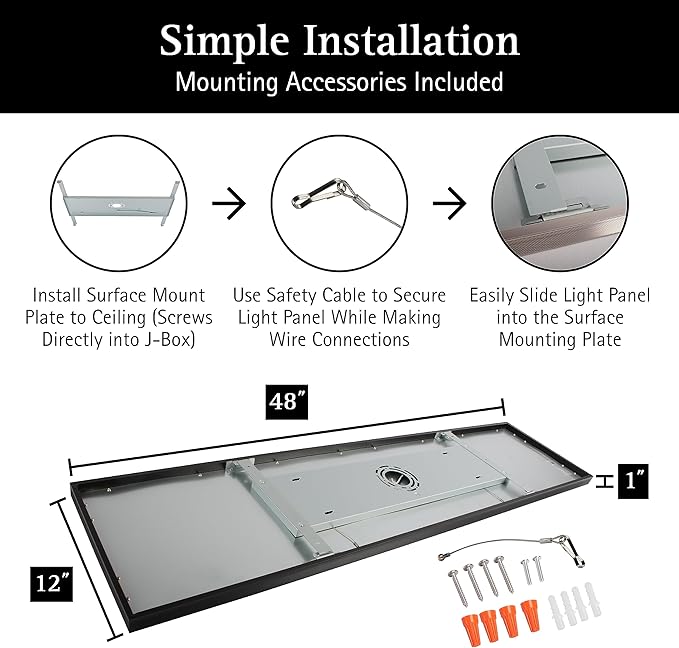 Ultralux 1x4 ft Surface Mount Ceiling Light Panel – Slim, Edge Lit, Flush Mount