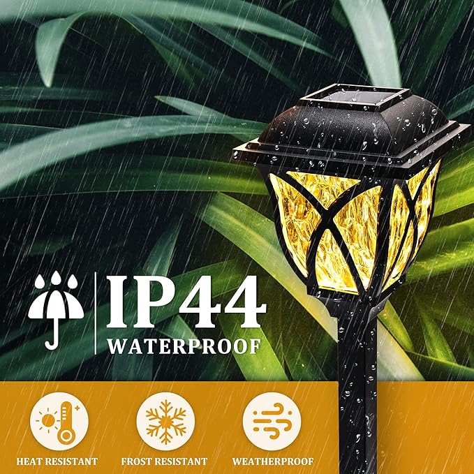 GIGALUMI Solar Lights Outdoor Waterproof, 6 Pack LED Solar Garden Lights