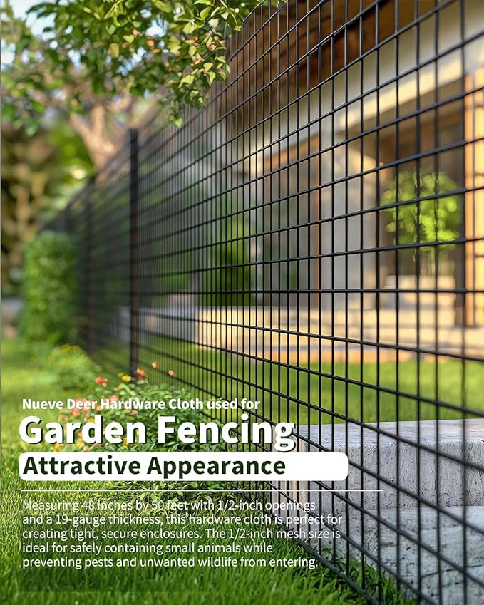 Hardware Cloth 1/2 inch 24 x 100 Ft 19 Gauge, Chicken Wire Fencing Chicken Wire Mesh Roll Garden Fencing Raied Garden Bed Welded Wire Fence Roll