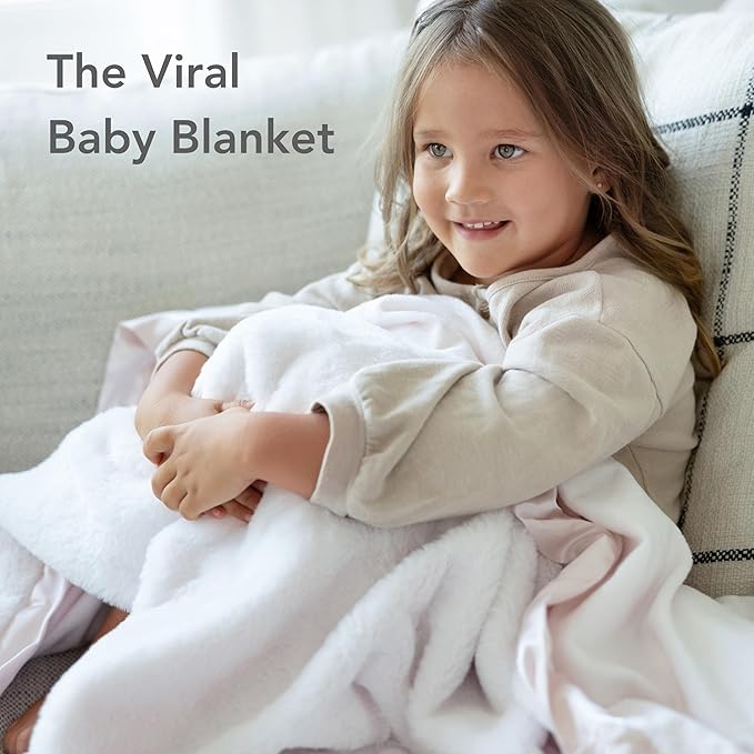 Little Giraffe Posh Mink Baby Blanket - Double-Sided Ultra Soft Plush Fabric, for New Moms, Newborn Must-Have for Girls, Cozy & Cuddly Comfort Blanket, 29" x 35", Pink