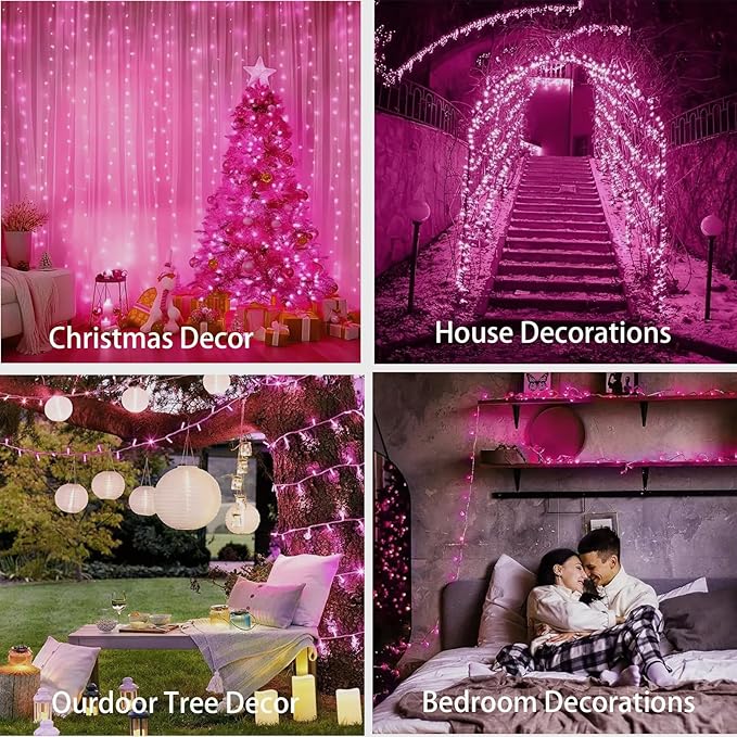 Indoor Decorative String Lights Pink Decorations, Connectable 33 Feet 100 LED