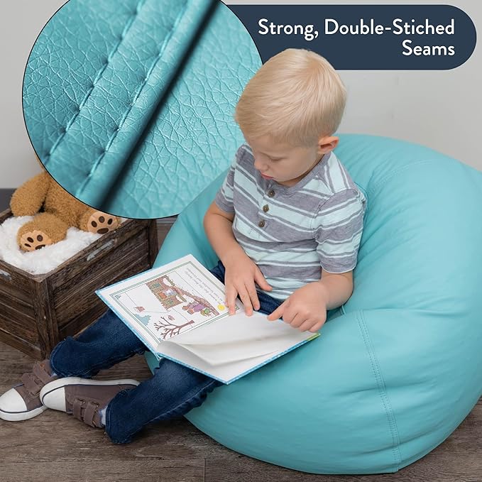Children's Factory 26" Round Bean Bag, Bean Bag Chair with Water-Resistant Cover for Kids, Flexible Seating for Classroom Elementary, Easy to Clean, Aqua
