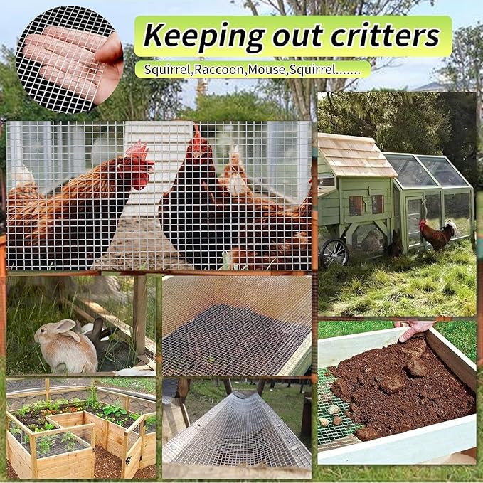 Hardware Cloth 20'' x 10' 1/4 in Galvanized Wire Mesh Roll (23 GA) Chicken Wire Fence Roll for Chicken Pen/coop Fences, Screen mesh, Rabbit/Snake...