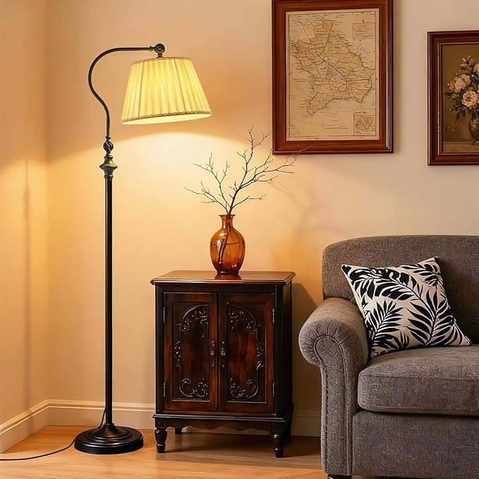 Floor Lamp with Fabric Shade, 12W Smart Remote and Bluetooth Dimmable, Standing