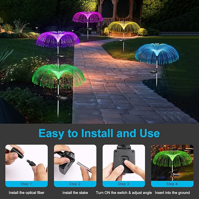 Vosaro Solar Flower Lights Outdoor Garden Decorations Waterproof, Solar Yard