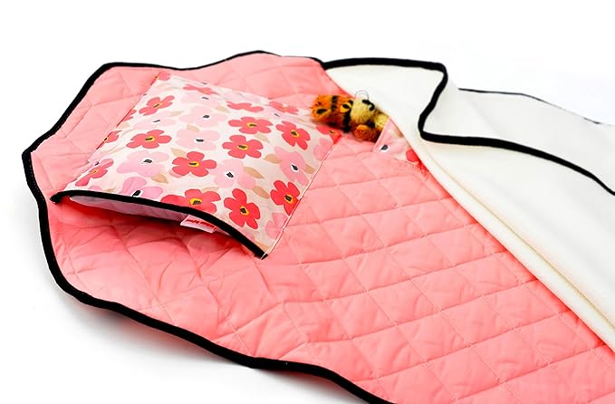Urban Infant Tot Cot Kids Nap Mat - Toddler Preschool Daycare Bedding Cover with Blanket and Pillow - Poppies