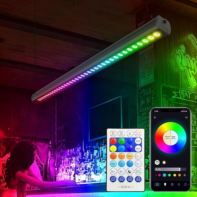 Smart LED Linear Wall Washer Light, 40 Inch Bluetooth Multi-Mount Pendant Light