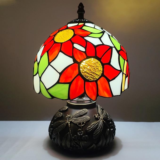 Sunflowers Tiffany Lamp 3-Way Stained Glass Style Bedside Reading Table Lamp