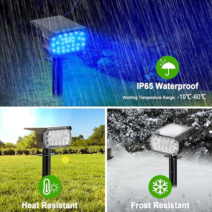LANSOW Solar Spot Lights Outdoor Color Changing, Christmas Landscape Spotlights