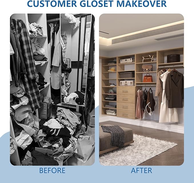 Short Tower Closet Unit, Modular Closet System, Wood Closet System Organizer with Storage for Walk In Closets, Clothing Rack Wardrobe for Hanging Clothes, Bedroom, Wood, 31.5"W
