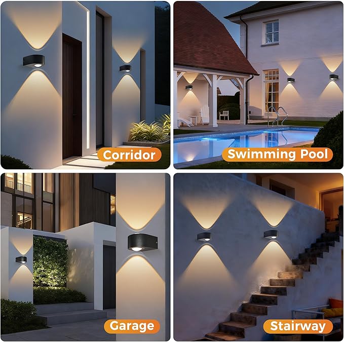 Wall Lights Outdoor 8W, 3000K 705 LM Modern Porch Light, Up Down Lights