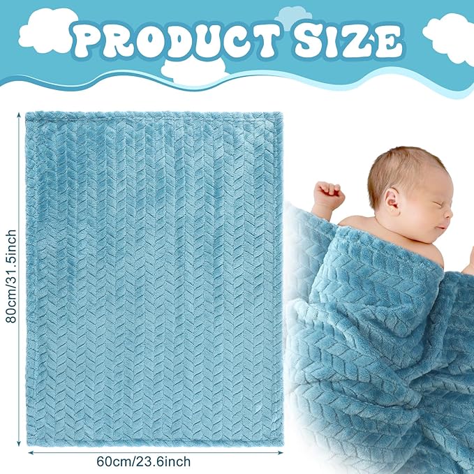 Frienda 4 Pcs Baby Fuzzy Blanket Fluffy Baby Blanket for Boys Girls Soft Warm Infant Newborn Toddler Receiving Nursery Bed Supplies, 32 x 24 Inch(Blue Color)