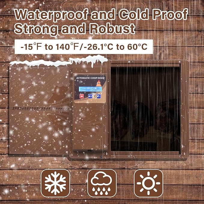 Automatic Chicken Coop Door Opener, Side Opening Large Entry with Timer, Anti-Pinch Sensor, Battery Or USB Powered, LCD Display, Easy Install Chicken House Door for Backyard Poultry