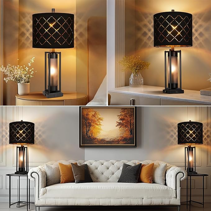 Modern Table Lamp Set of 2, Nightstand Lamps