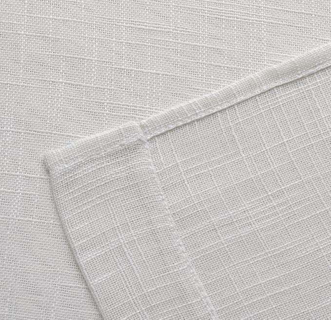 MIUCO Semi Sheer Curtains Poly Linen Textured Solid Grommet Curtains 84 Inches Long for Bedroom 2 Panels (2 x 37 Wide x 84" Long) Beige