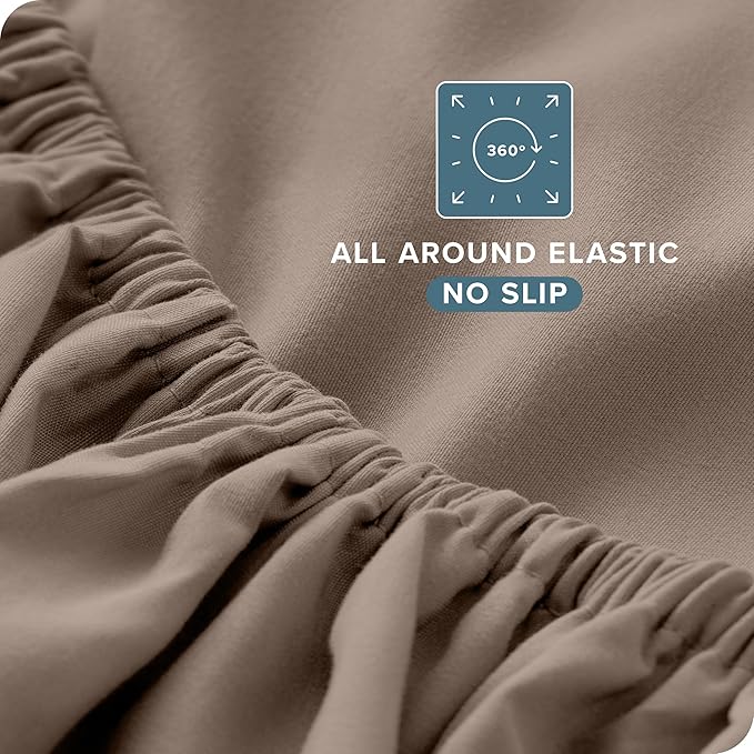 Bare Home Queen Sheet Set - Luxury 1800 Ultra-Soft Microfiber Queen Bed Sheets - Double Brushed - Deep Pockets - Easy Fit - 4 Piece Set - Bedding Sheets & Pillowcases (Queen, Taupe)