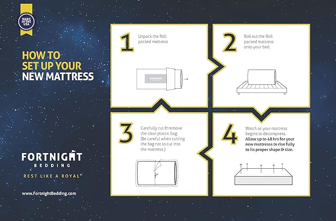 Fortnight Bedding 8 inch Queen Size Gel-Infused Memory Foam Mattress with White Stretch Knit Fabric - CertiPUR-US Foam – 10 Year Warranty - Made in USA