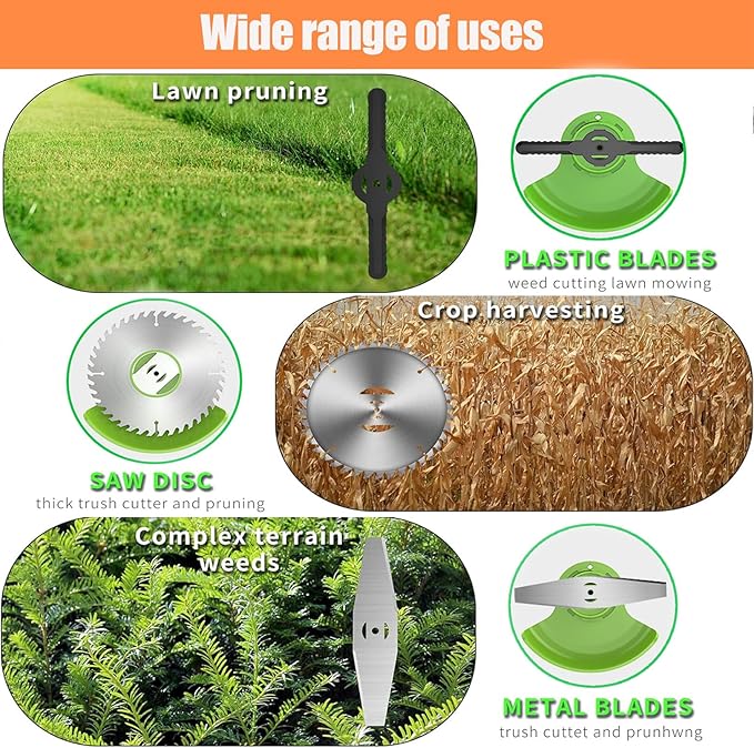 21V String Trimmer Cordless Battery Powered Weed Wacker, 2 X 2.0Ah Battery and a Charger, Brush Cutter Lawn Mower Edger Lawn Tool for Garden and Yard