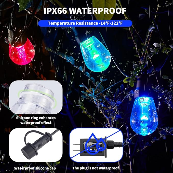 Outdoor String Lights 50FT, Outdoor Lights