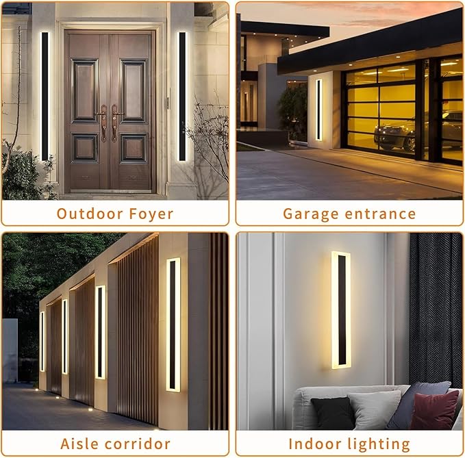Mikeru 2pack 57inch Long LED Wall Light Fixtures, 3000K Modern Outdoor Lights