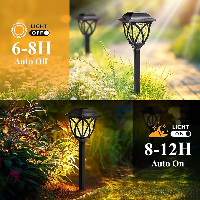 GIGALUMI Solar Lights Outdoor Waterproof, 6 Pack LED Solar Garden Lights