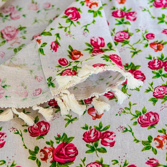 ENJOYBRIDAL Floral 84 Inch Curtains for Living Room Bedroom Drapes Farmhouse Vintage Semi Sheer Floor Length Window Curtains 2 Panel Sets Boho Cute Rustic Dining Room Rod Pocket Window Treatments