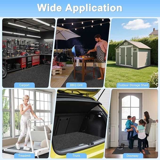 Outdoor Storage Shed Mat, 9.2 x 5 FT Garage Floor Mats with Reusable, Washable, Non Slip, Durable for Protects Garage Floors/Driveways/Entrance Doors/Deck [Gray]