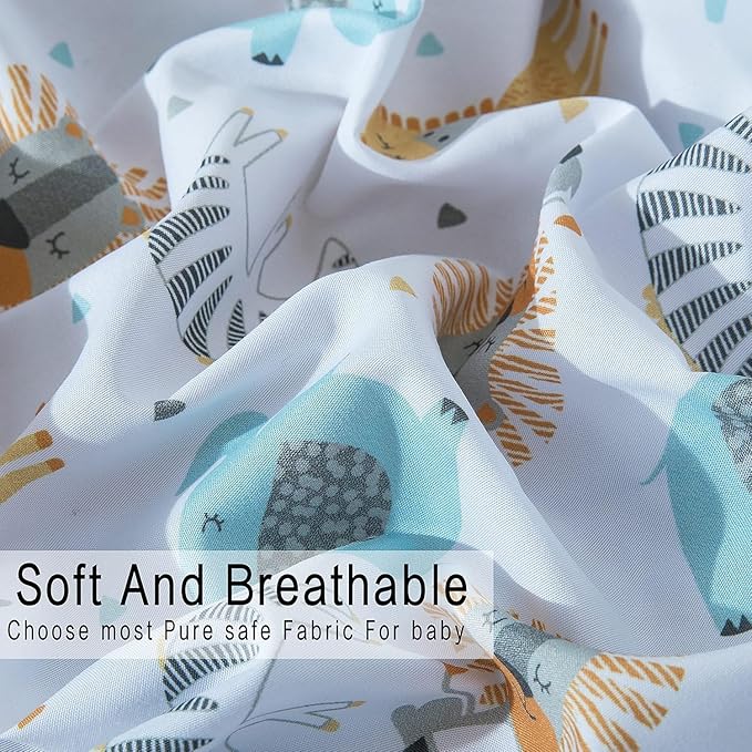 Bimocosy Baby Crib Sheets for Boys, Fitted Crib Sheet 4 Pack for Standard Crib and Toddler Mattresses, Super Soft Breathable Microfiber Baby Sheet 28x52x8in, Stars/Woodland Animals/Grey/Green