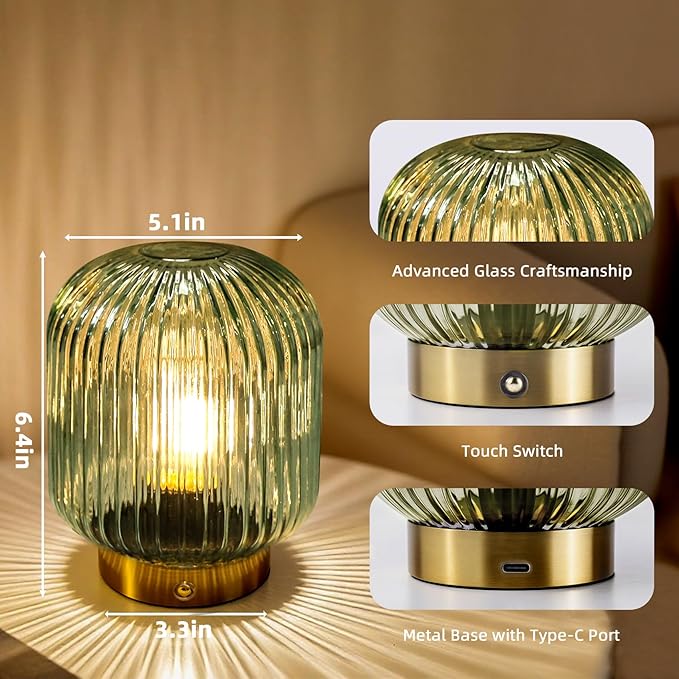 MJ PREMIER Rechargeable Table Lamp, Small Cordless LED Lamp