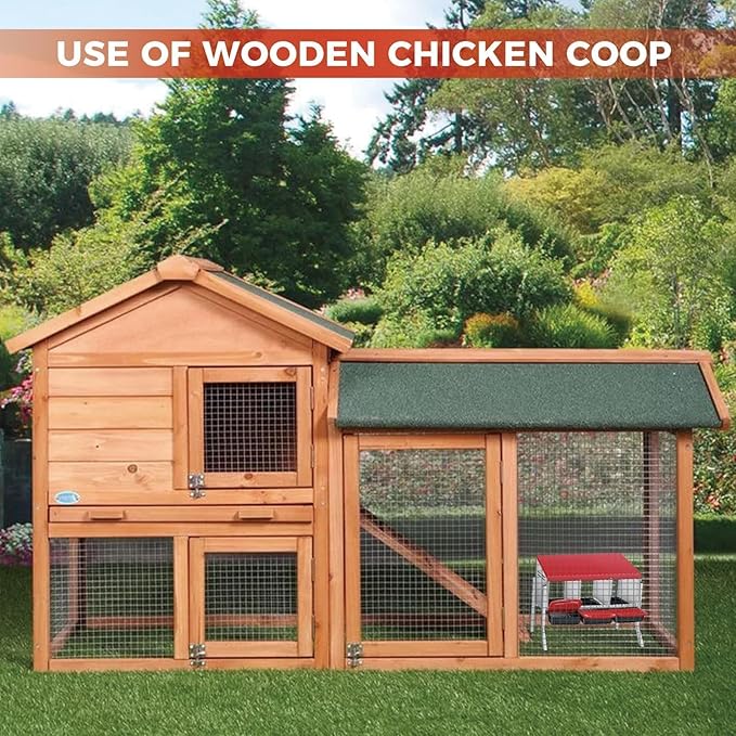 Heavy Duty 3-Compartment Chicken Nesting Box – Rollaway Egg Collection, Removable Galvanized Steel Tray, Perch, Lid, Metal Legs, Wall Mount or Freestanding, Hen Laying Box – Red, Three Grids