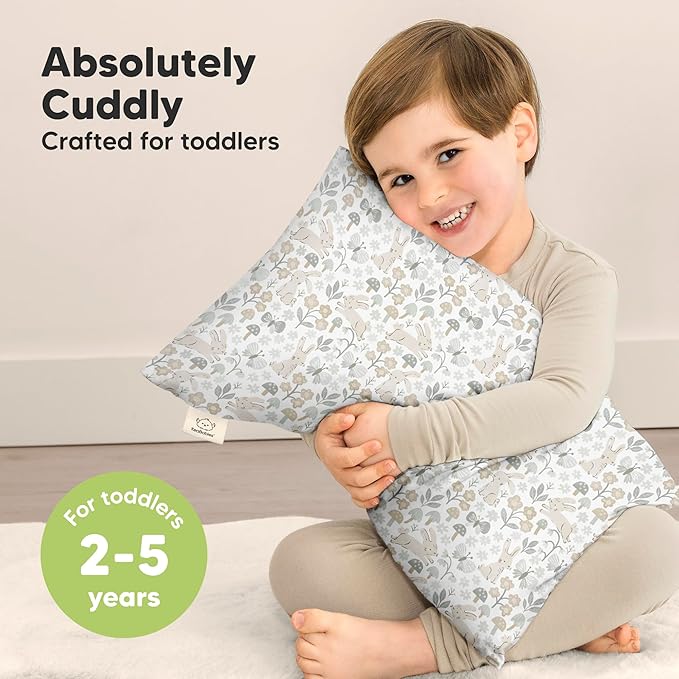 Toddler Pillow with Pillowcase - 13x18 My Little Cuddly Pillow, Viscose Derived From Bamboo Nursery Toddler Pillows for Sleeping,Kids Pillow, Small Travel Pillows, Mini Toddler Bed Pillow (Prairie)